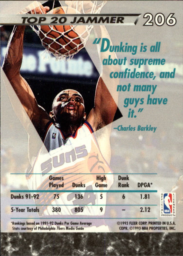 1992-93 Ultra #206 Charles Barkley JS back image