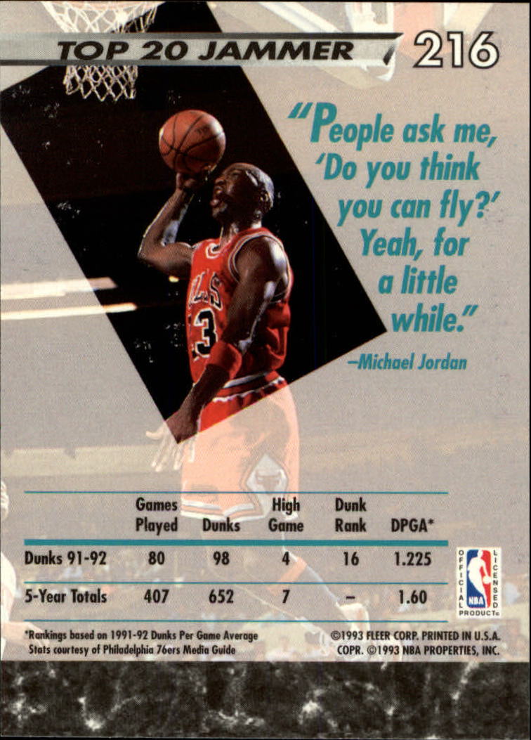 1992-93 Ultra #216 Michael Jordan JS back image