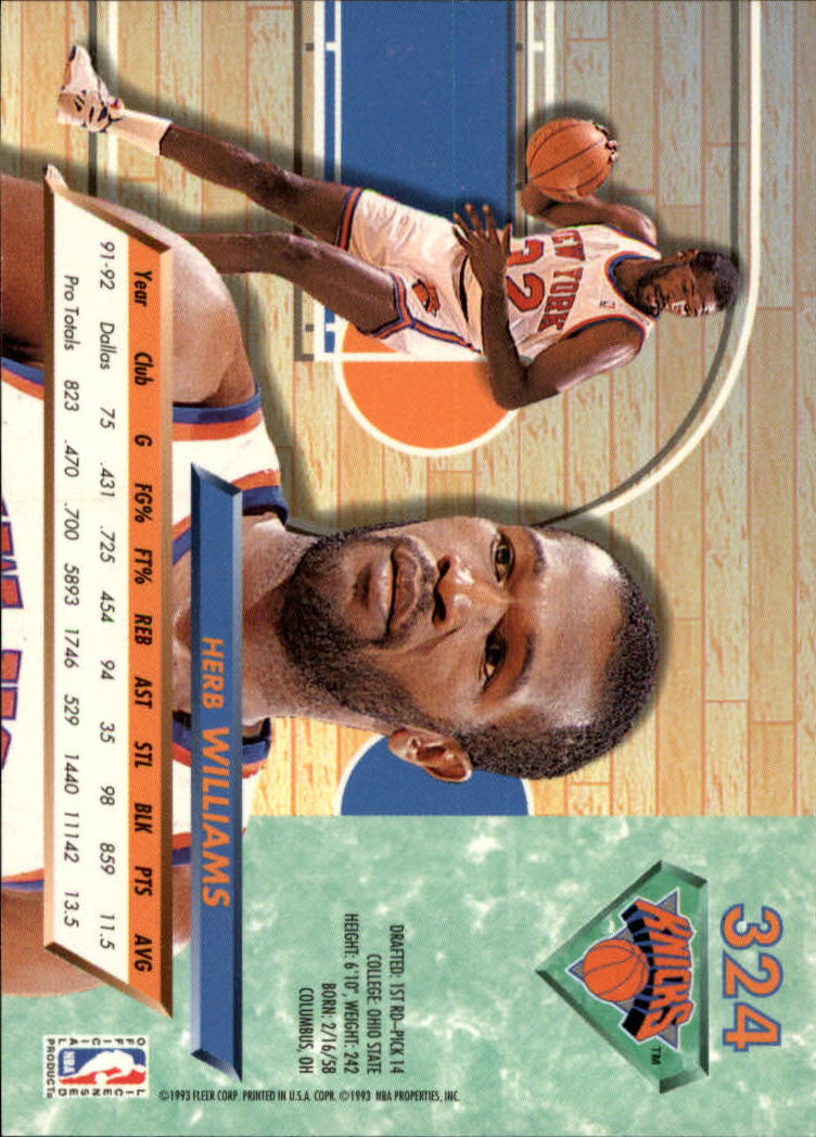 1992-93 Ultra #324 Herb Williams back image