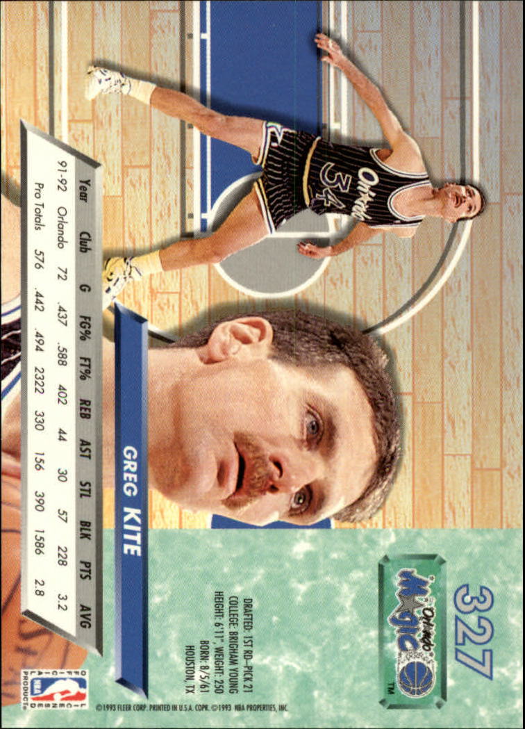 1992-93 Ultra #327 Greg Kite back image
