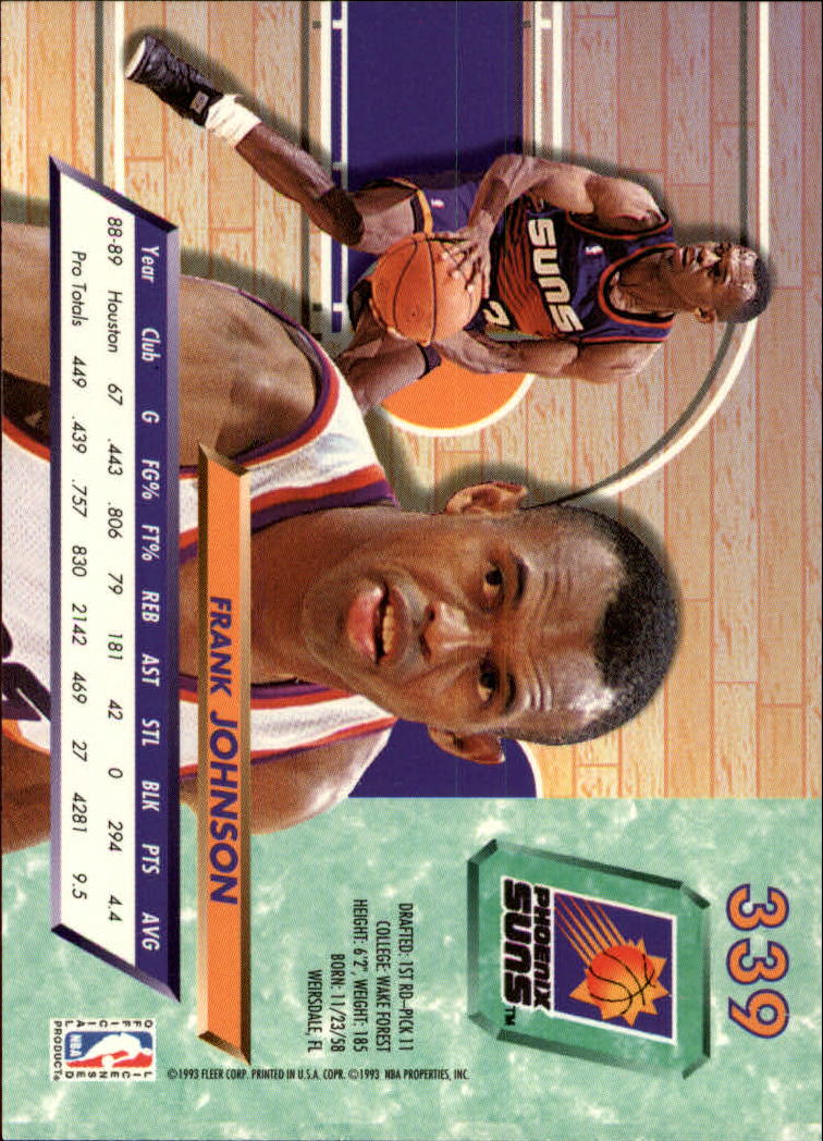 1992-93 Ultra #339 Frank Johnson back image