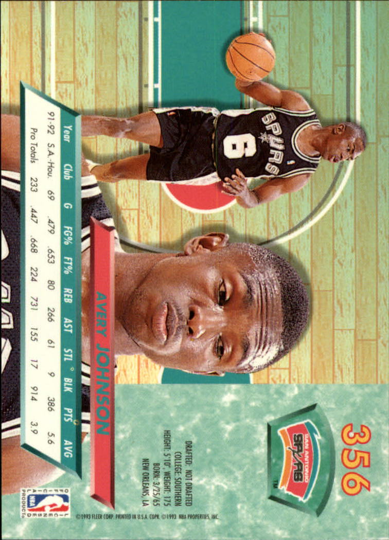 1992-93 Ultra #356 Avery Johnson back image