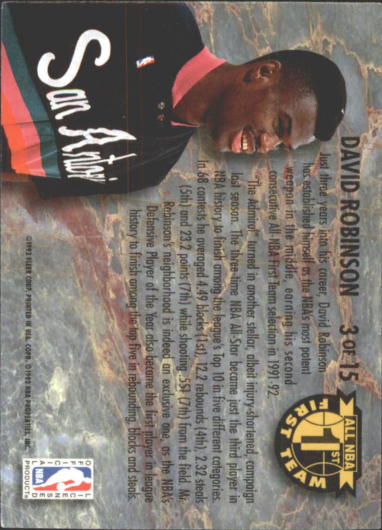 1992-93 Ultra All-NBA #3 David Robinson back image