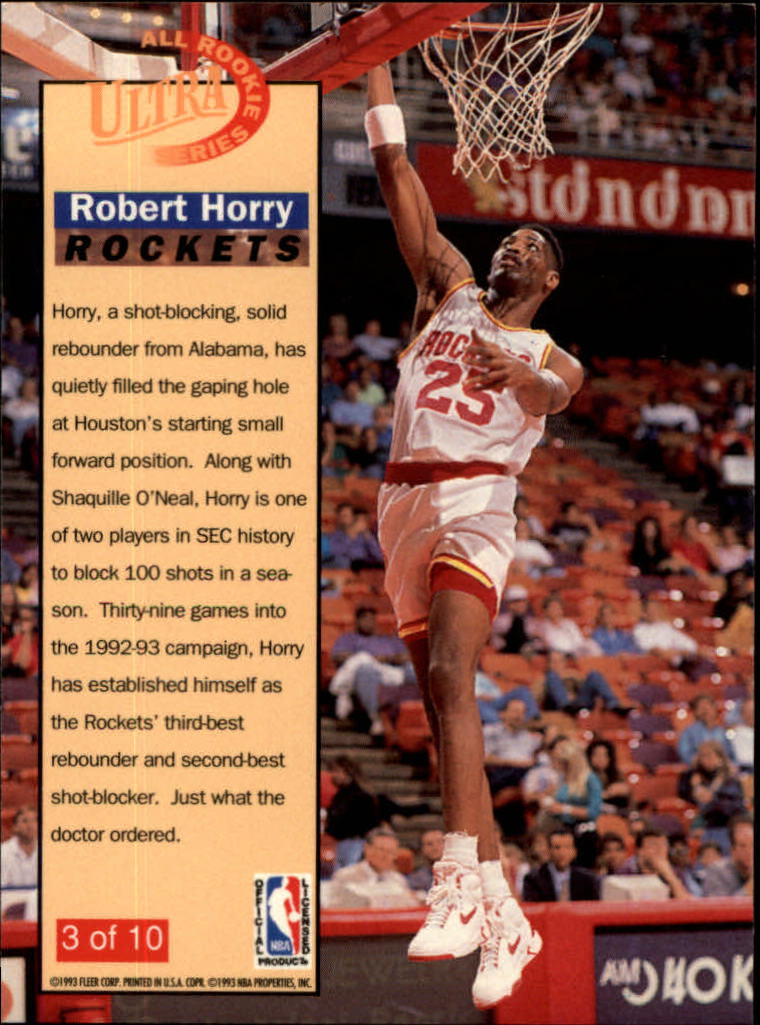 1992-93 Ultra All-Rookies #3 Robert Horry back image
