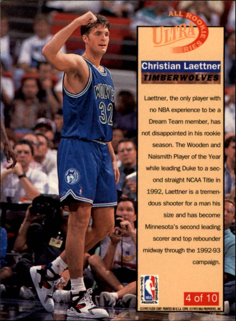 1992-93 Ultra All-Rookies #4 Christian Laettner back image