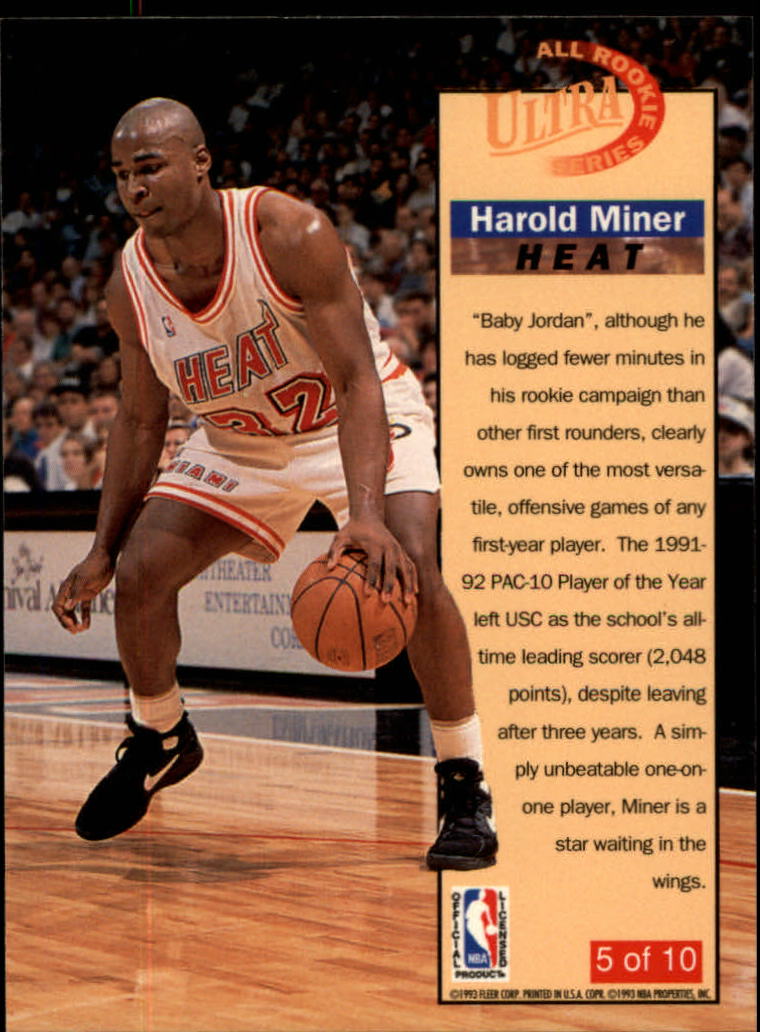 1992-93 Ultra All-Rookies #5 Harold Miner back image