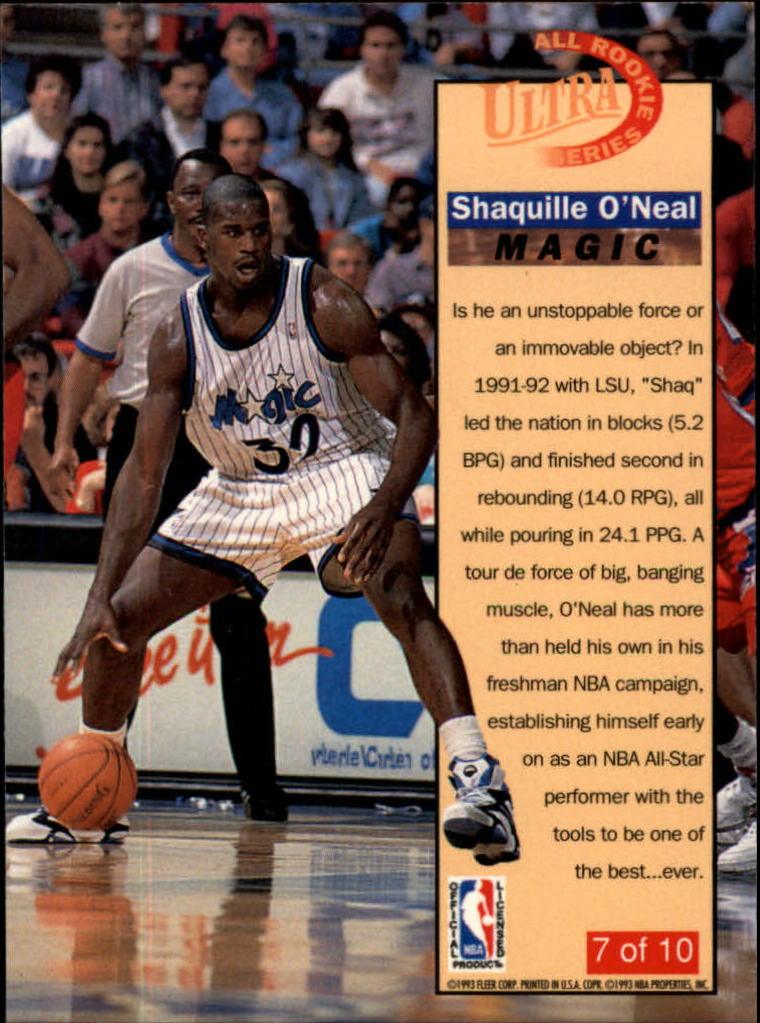 1992-93 Ultra All-Rookies #7 Shaquille O'Neal back image