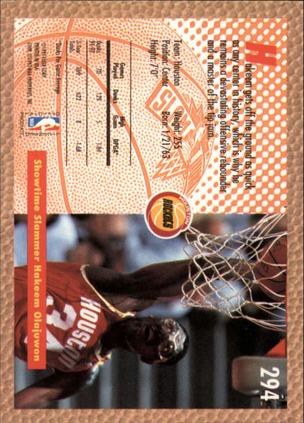 1992-93 Fleer #294 Hakeem Olajuwon SD back image