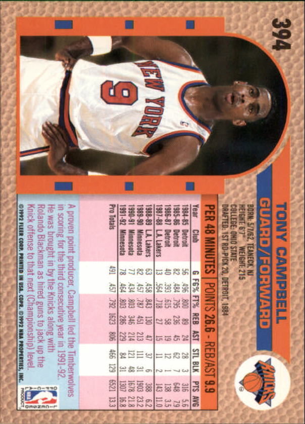 B0464- 1992-93 Fleer Basketball #s 251-444 +Inserts -You Pick- 15+ FREE US SHIP - Picture 259 of 385