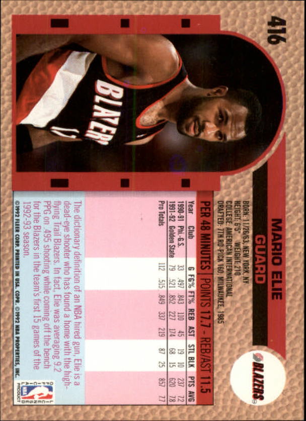 B0464- 1992-93 Fleer Basketball #s 251-444 +Inserts -You Pick- 15+ FREE US SHIP - Picture 301 of 385