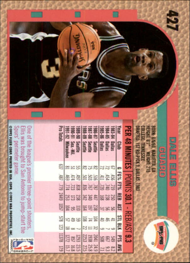 B0464- 1992-93 Fleer Basketball #s 251-444 +Inserts -You Pick- 15+ FREE US SHIP - Picture 323 of 385