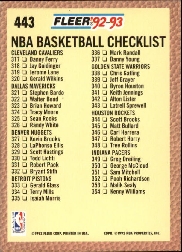 B0464- 1992-93 Fleer Basketball #s 251-444 +Inserts -You Pick- 15+ FREE US SHIP - Picture 355 of 385