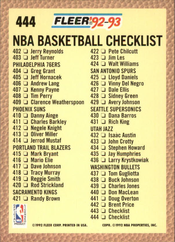B0464- 1992-93 Fleer Basketball #s 251-444 +Inserts -You Pick- 15+ FREE US SHIP - Picture 357 of 385