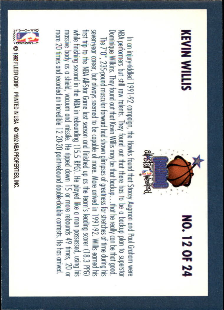 1992-93 Fleer All-Stars #12 Kevin Willis back image