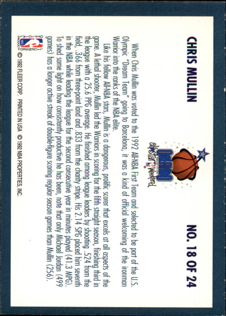 1992-93 Fleer All-Stars #18 Chris Mullin back image