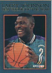 1992-93 Fleer Larry Johnson #5 Larry Johnson/(Smiling& holding ball/at chest level)