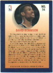 1992-93 Fleer Team Leaders #24 David Robinson back image