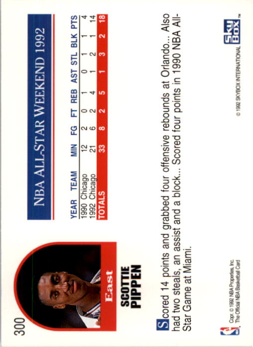 1992-93 Hoops #300 Scottie Pippen AS back image