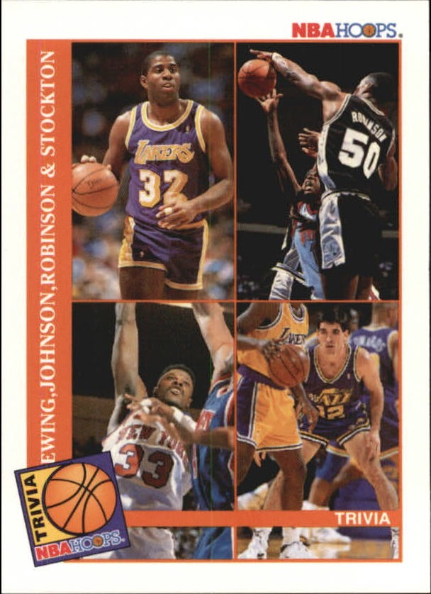 1992-93 Hoops #485 Answer Card TRIV/Magic Johnson/David Robinson/Patrick Ewing/John Stockton