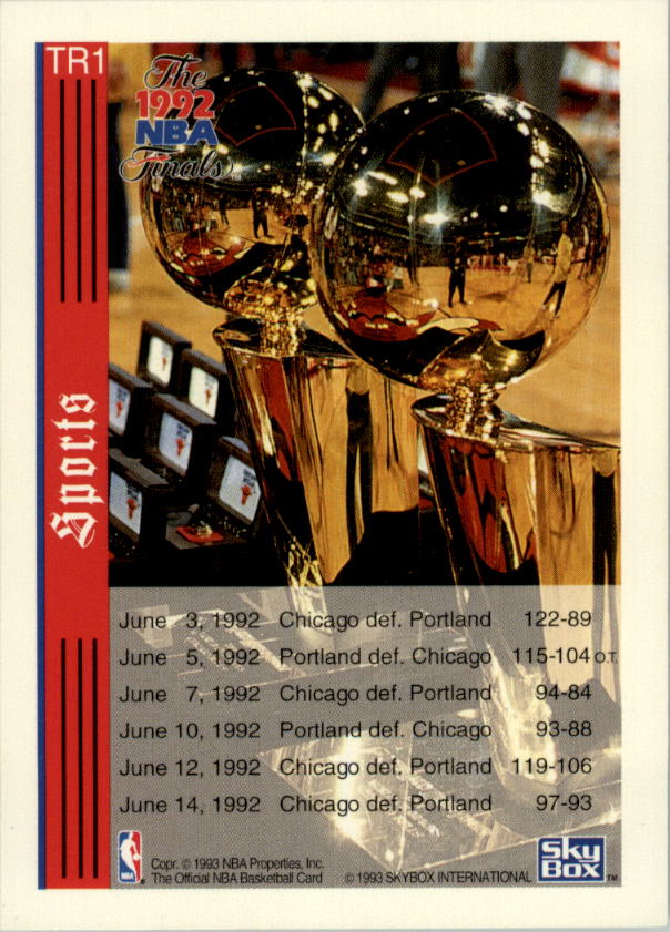 1992-93 Hoops #TR1 NBA Championship/Michael Jordan/Clyde Drexler back image