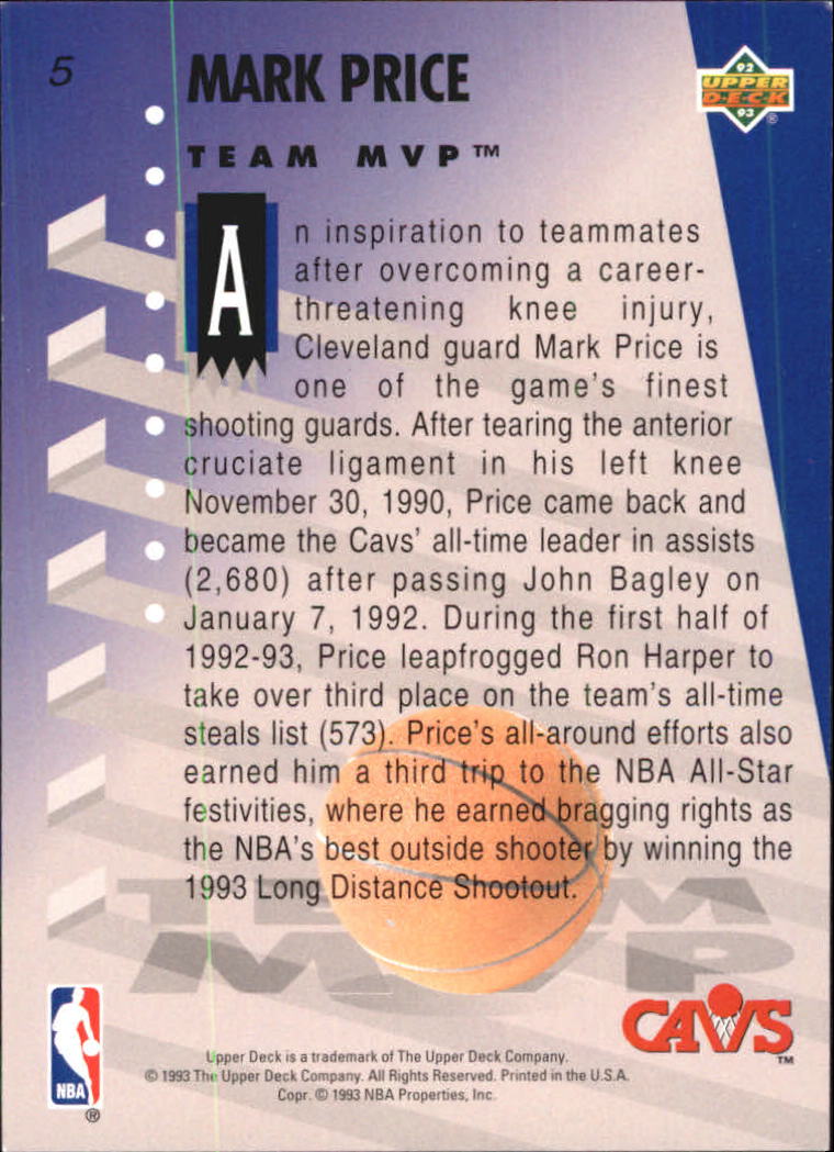 1992-93 Upper Deck MVP Holograms #5 Mark Price back image