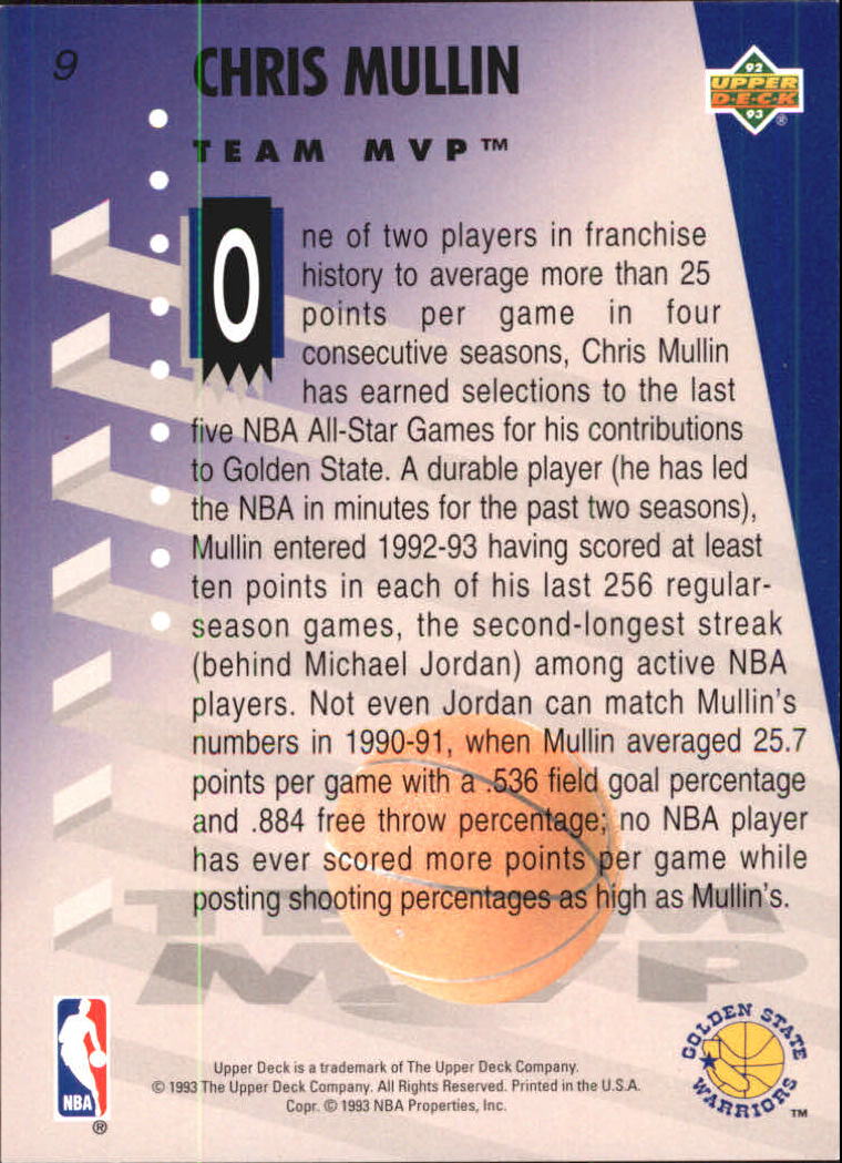 1992-93 Upper Deck MVP Holograms #9 Chris Mullin back image