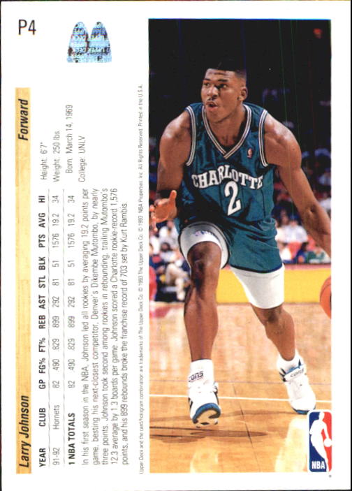  1992-93 Upper Deck Basketball #423 Larry Johnson Charlotte  Hornets AS : Collectibles & Fine Art