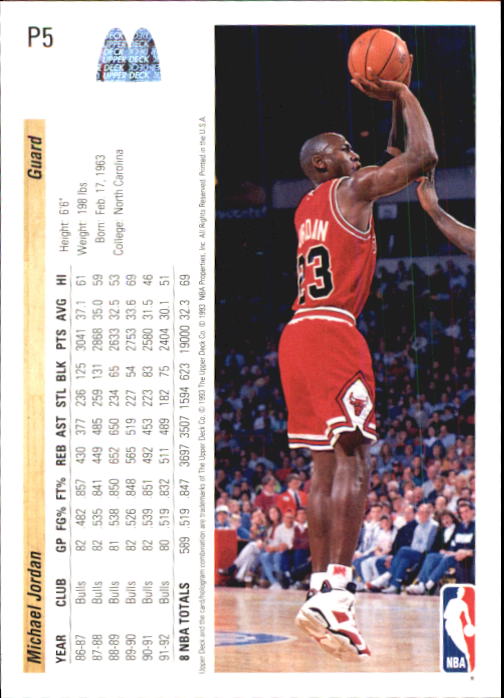 1992-93 Upper Deck McDonald's #P5 Michael Jordan - NM-MT