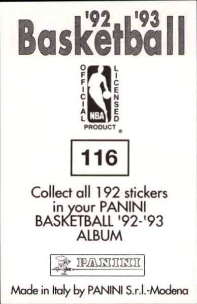 1992-93 Panini Stickers #116 Rumeal Robinson back image
