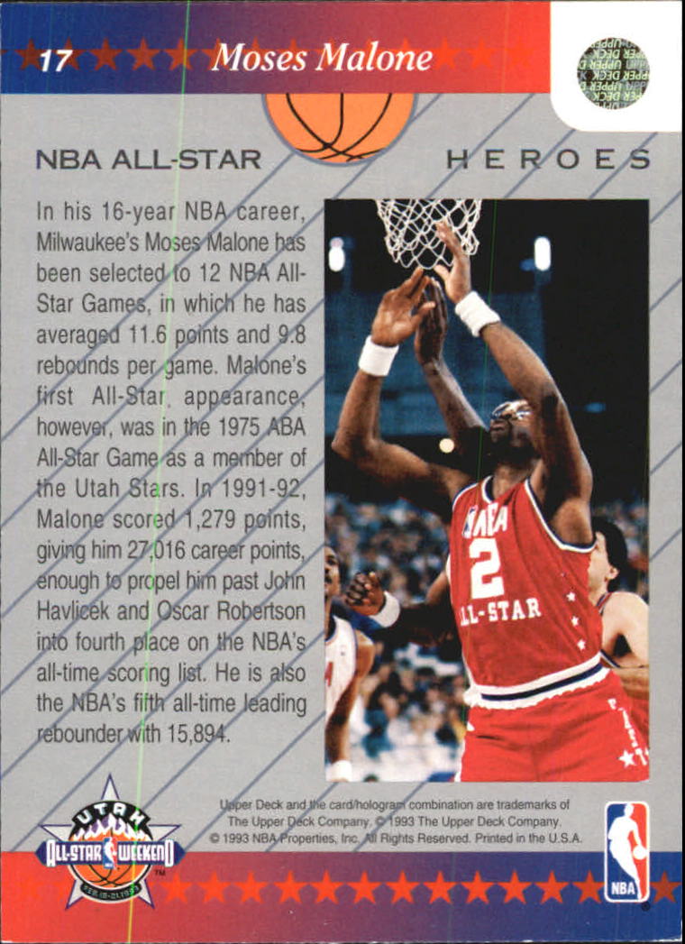 1992-93 Upper Deck All-Star Weekend #17 Moses Malone back image
