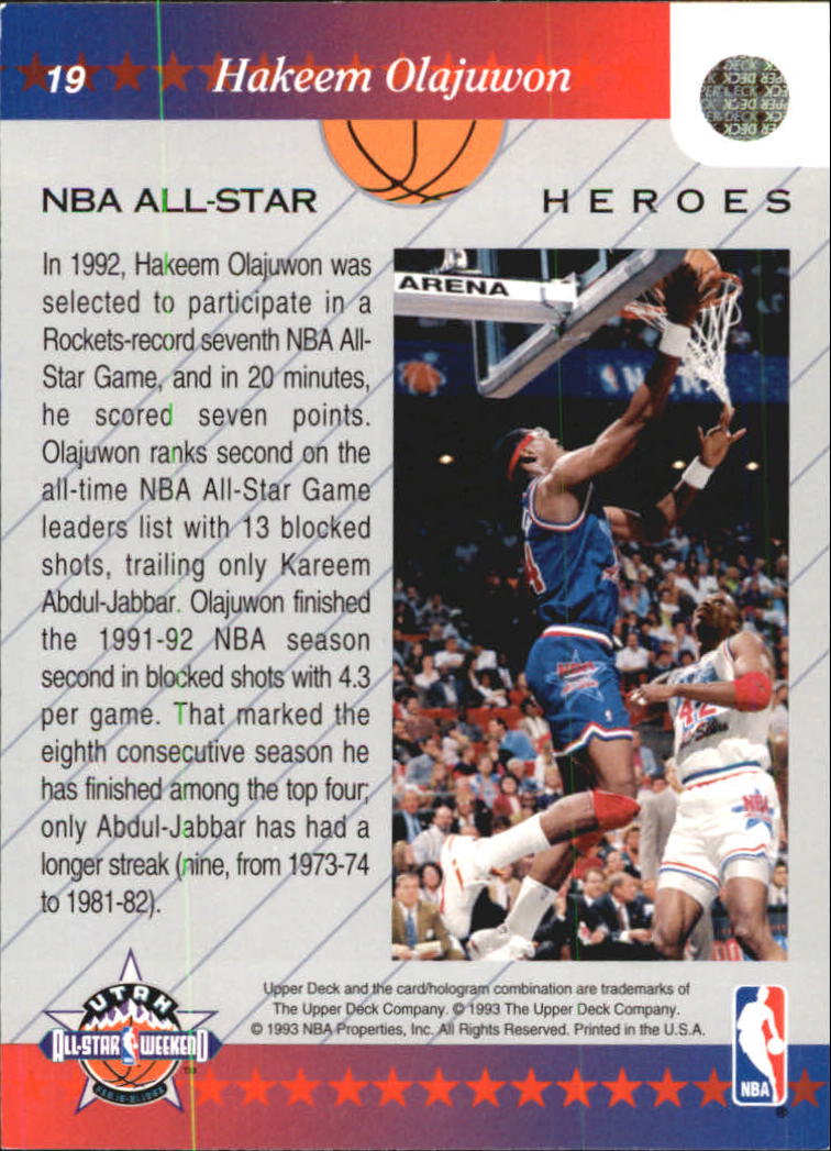 1992-93 Upper Deck All-Star Weekend #19 Hakeem Olajuwon back image