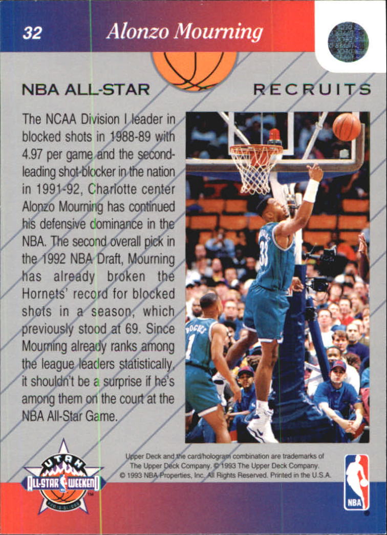1992-93 Upper Deck All-Star Weekend #32 Alonzo Mourning back image
