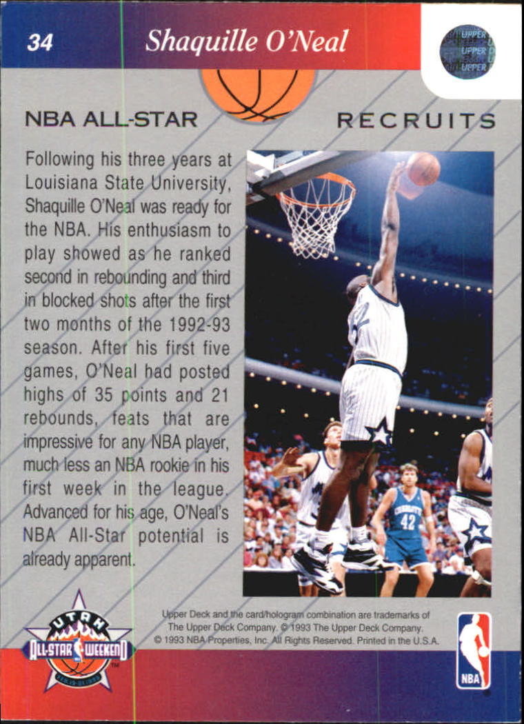 1992-93 Upper Deck All-Star Weekend #34 Shaquille O'Neal back image