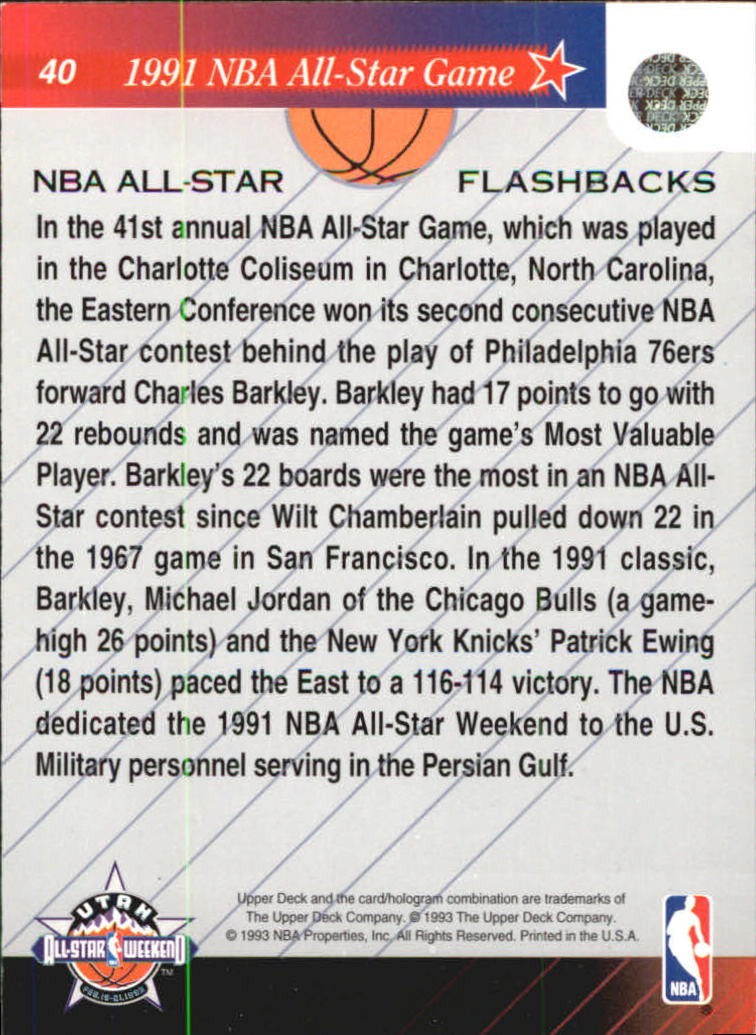 1992-93 Upper Deck All-Star Weekend #40 Charles Barkley MVP back image