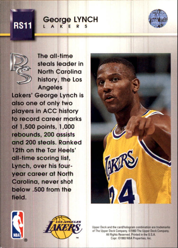 1993-94 Upper Deck Rookie Standouts #RS11 George Lynch back image