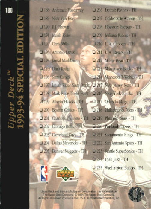 B2330- 1993-94 Upper Deck SE Basketball #s 1-225 -You Pick- 15+ FREE US SHIP - Picture 361 of 453