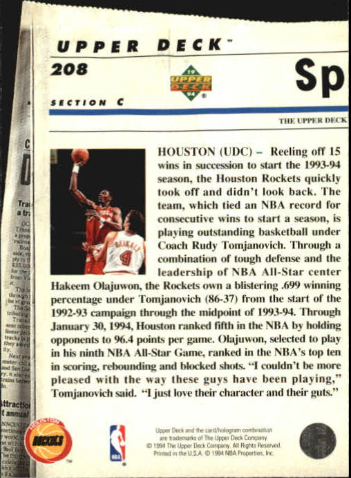 B2330- 1993-94 Upper Deck SE Basketball #s 1-225 -You Pick- 15+ FREE US SHIP - Picture 417 of 453