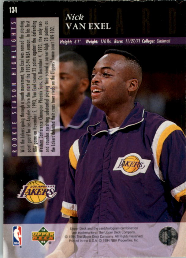 Vintage Nick Van Exel Champion Los Angeles Lakers #9 NBA