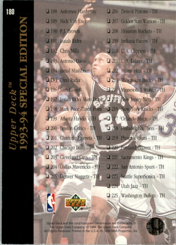 1993-94 Upper Deck Basketball Special Edition Electric Court Singles -You Choose - Picture 335 of 418