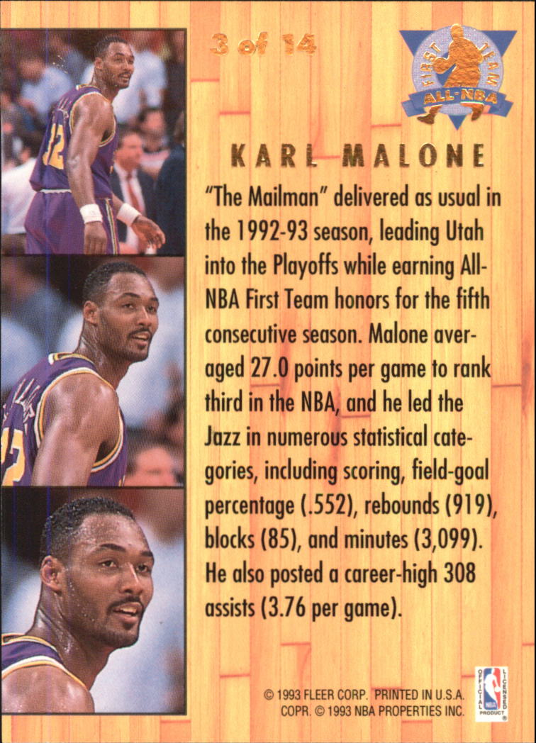 1993-94 Ultra All-NBA #3 Karl Malone back image