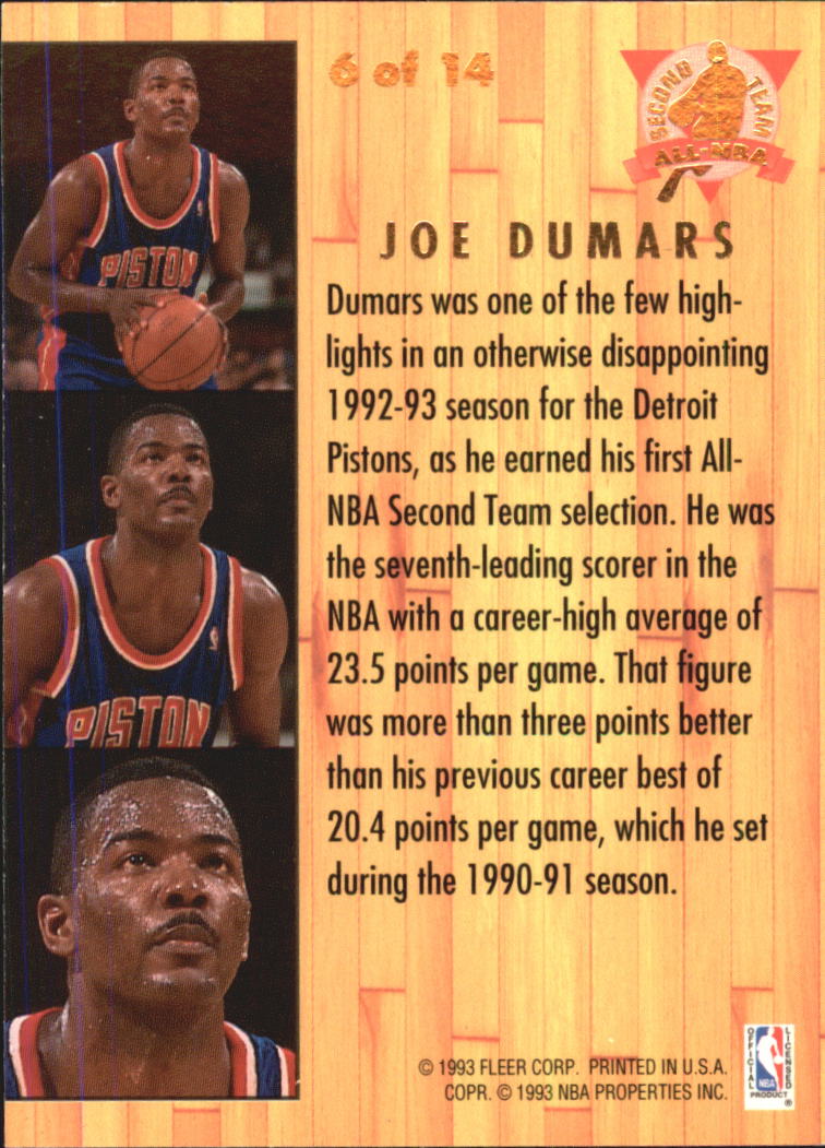 1993-94 Ultra All-NBA #6 Joe Dumars back image