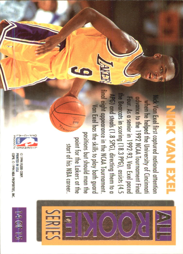 1993-94 Ultra All-Rookie Series #14 Nick Van Exel back image