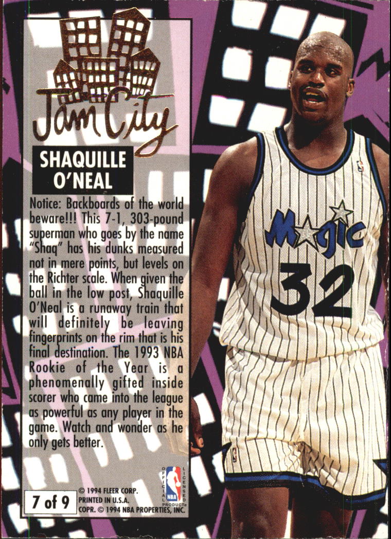 1993-94 Ultra Jam City #7 Shaquille O'Neal back image