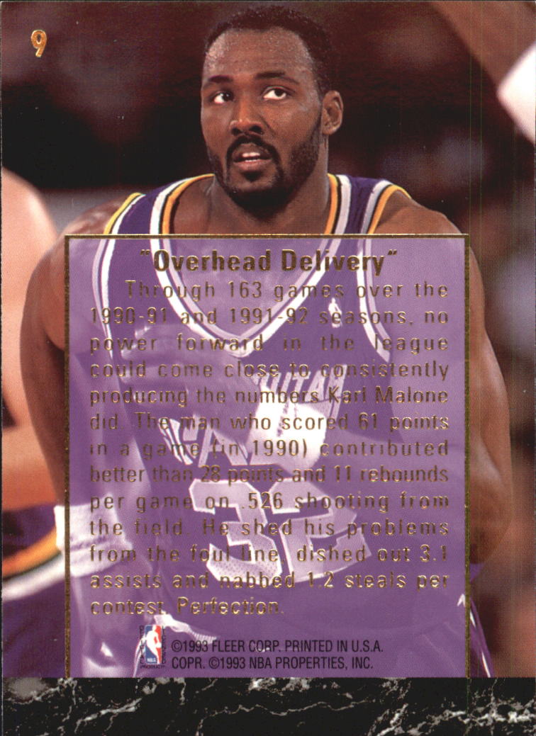 1993-94 Ultra Karl Malone #9 Karl Malone/Overhead Delivery back image