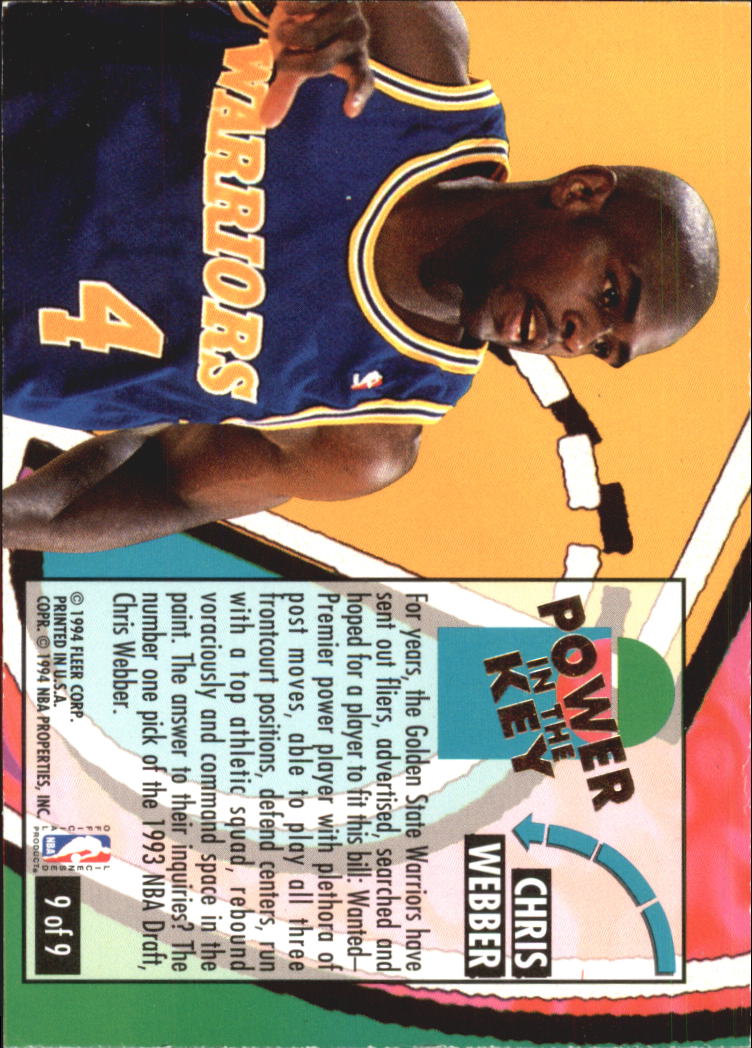 1993-94 Ultra Power In The Key #9 Chris Webber back image