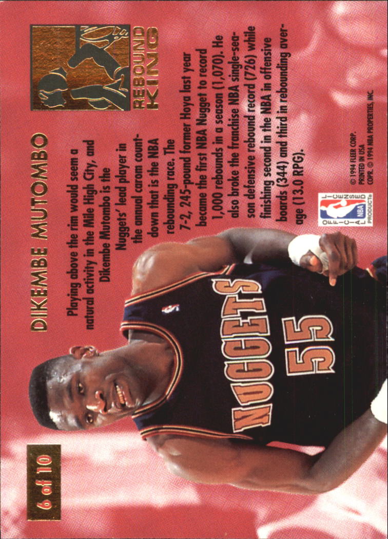 1993-94 Ultra Rebound Kings #6 Dikembe Mutombo back image