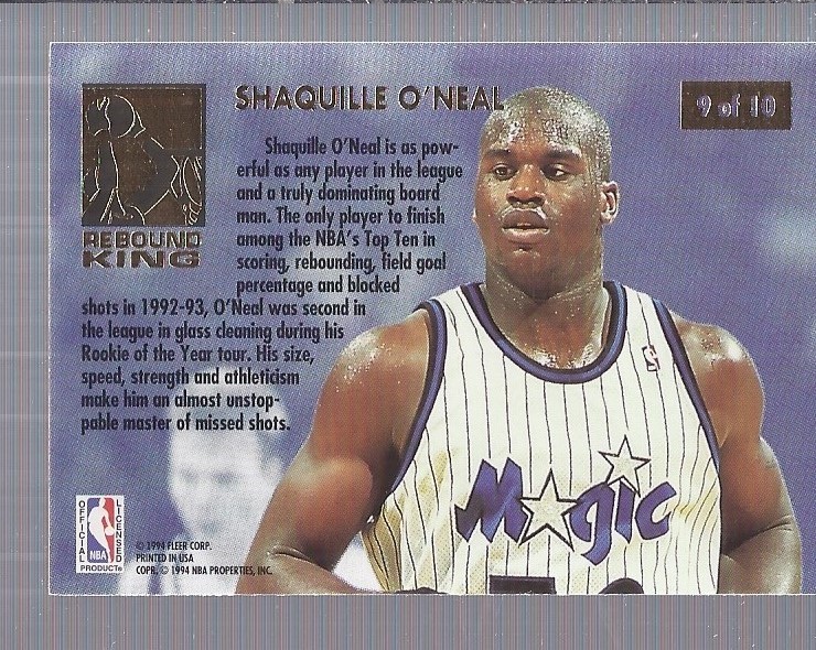 1993-94 Ultra Rebound Kings #9 Shaquille O'Neal back image