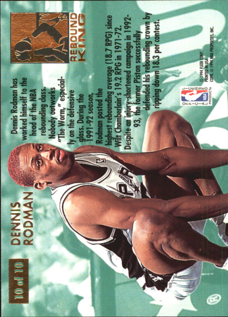 1993-94 Ultra Rebound Kings #10 Dennis Rodman back image