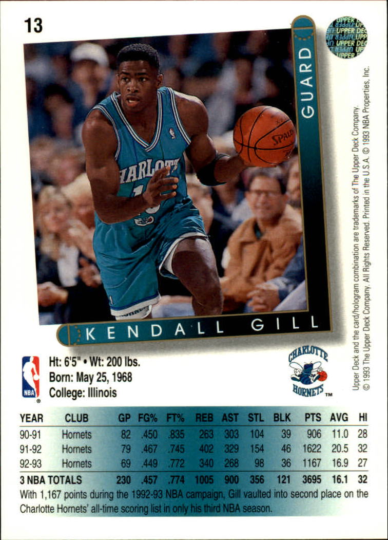 1993-94 Upper Deck #13 Kendall Gill back image