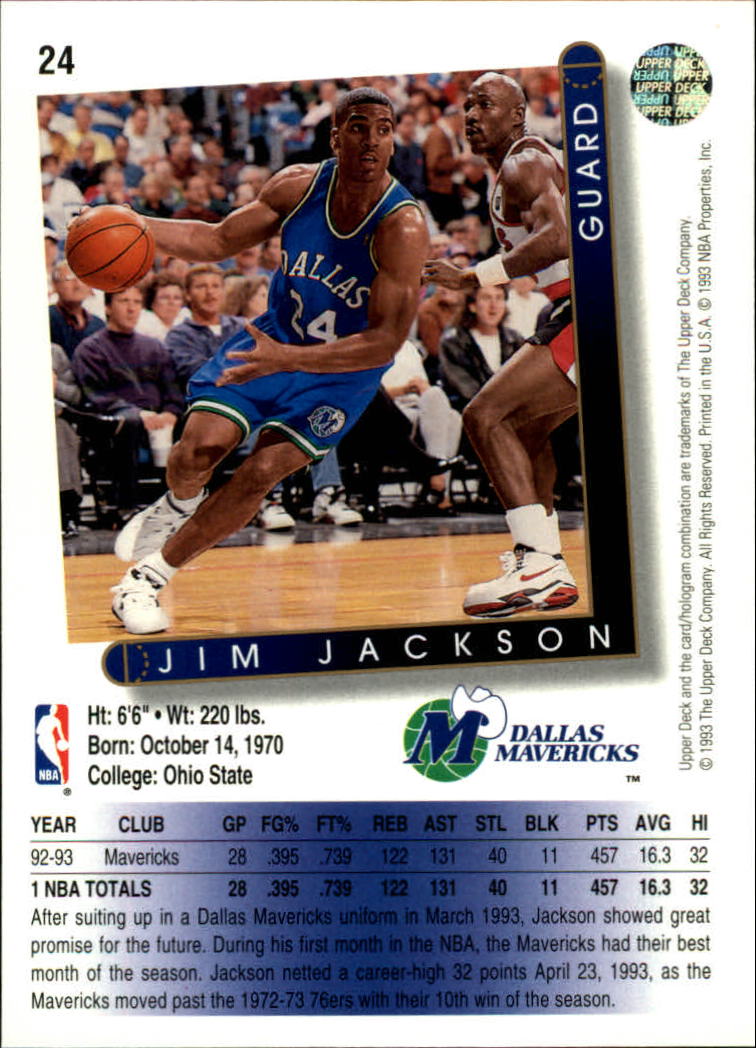 1993-94 Upper Deck #24 Jim Jackson back image